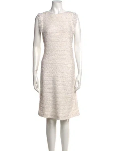 Pre-owned St. John Couture Tweed Knee-length Dress In Neutrals
