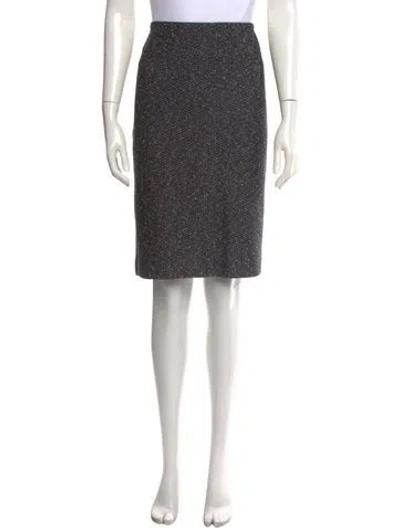Pre-owned St. John Couture Tweed Knee-length Skirt In Black