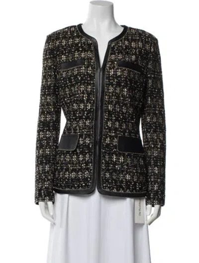 Pre-owned St. John Couture Tweed Pattern Blazer In Black