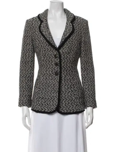 Pre-owned St. John Couture Tweed Pattern Blazer In Black