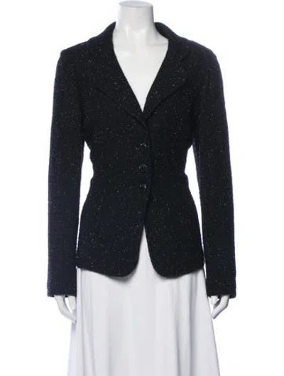 Pre-owned St. John Couture Tweed Pattern Blazer In Black