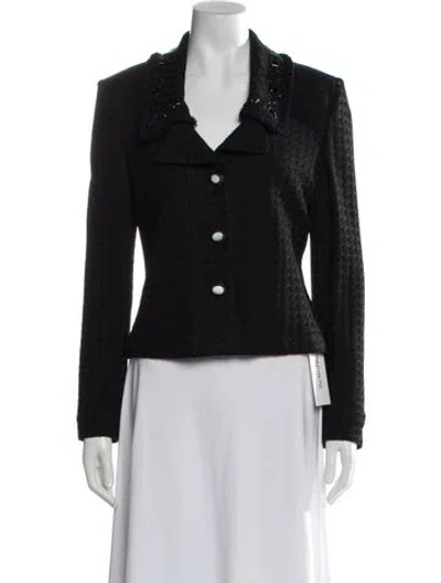 Pre-owned St. John Couture Tweed Pattern Blazer In Black