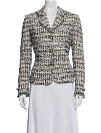 Pre-owned St. John Couture Tweed Pattern Blazer In Black
