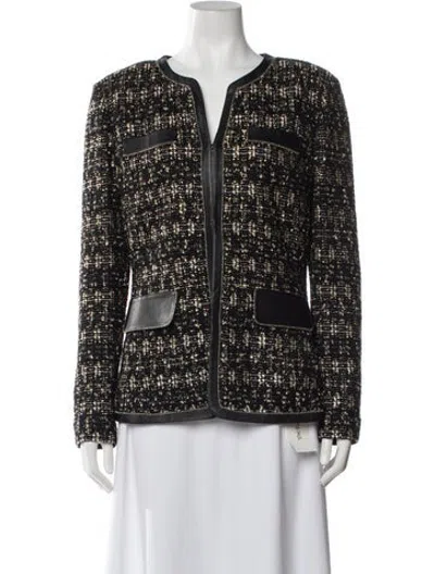 Pre-owned St. John Couture Tweed Pattern Blazer In Black