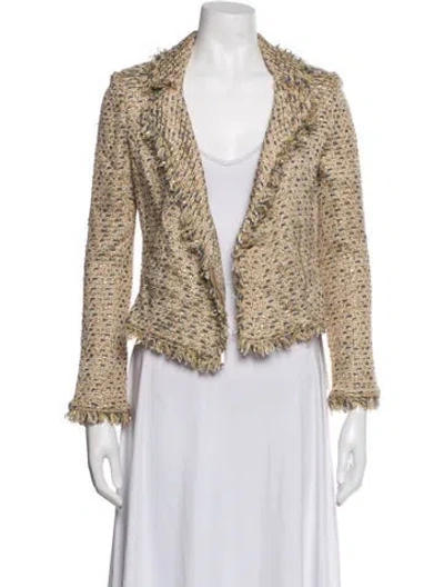 Pre-owned St. John Couture Tweed Pattern Blazer In Gold