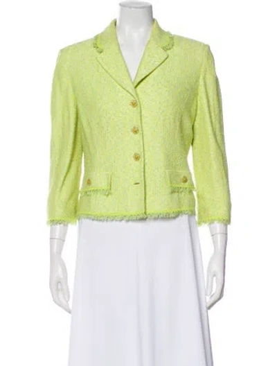 Pre-owned St. John Couture Tweed Pattern Blazer In Green