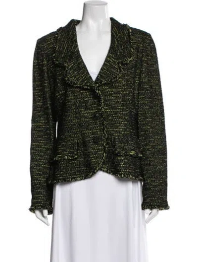 Pre-owned St. John Couture Tweed Pattern Blazer In Green