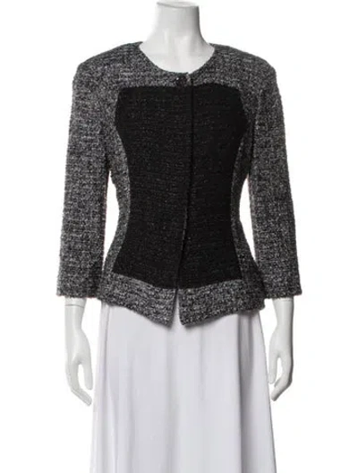 Pre-owned St. John Couture Tweed Pattern Blazer In Green