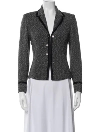 Pre-owned St. John Couture Tweed Pattern Blazer In Grey