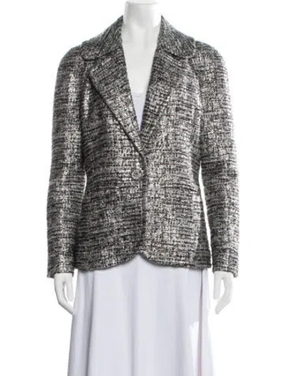Pre-owned St. John Couture Tweed Pattern Blazer In Metallic