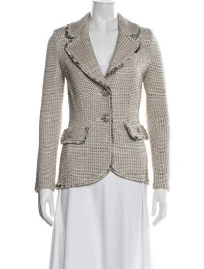 Pre-owned St. John Couture Tweed Pattern Blazer In Metallic/neutrals