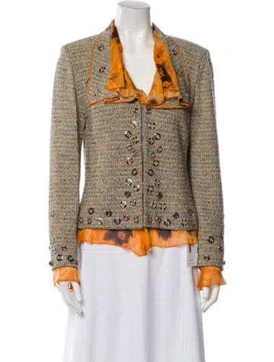 Pre-owned St. John Couture Tweed Pattern Blazer In Multi