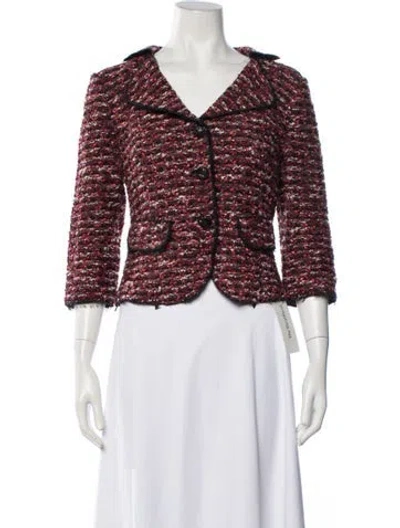 Pre-owned St. John Couture Tweed Pattern Blazer In Multicolor