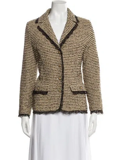 Pre-owned St. John Couture Tweed Pattern Blazer In Neutral