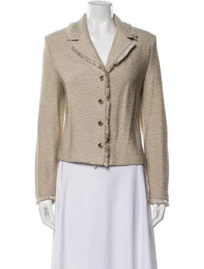 Pre-owned St. John Couture Tweed Pattern Blazer In Neutral