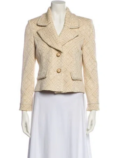 Pre-owned St. John Couture Tweed Pattern Blazer In Neutral