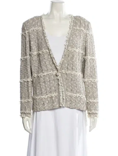 Pre-owned St. John Couture Tweed Pattern Blazer In Neutral