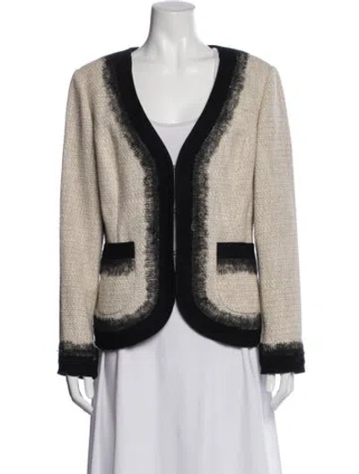 Pre-owned St. John Couture Tweed Pattern Blazer In Neutral