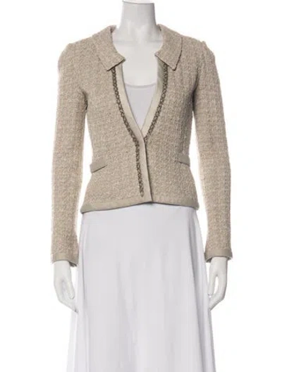 Pre-owned St. John Couture Tweed Pattern Blazer In Neutral