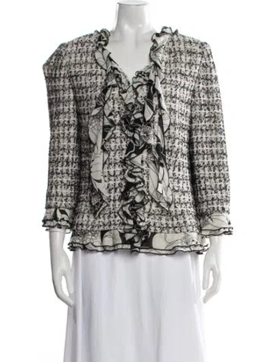 Pre-owned St. John Couture Tweed Pattern Blazer In Neutral