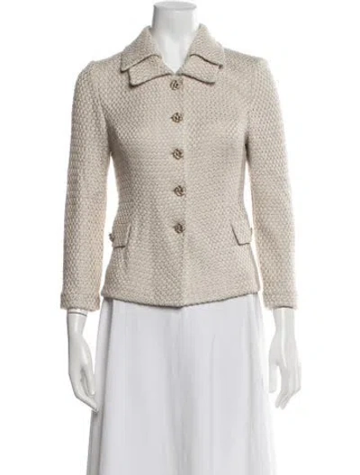 Pre-owned St. John Couture Tweed Pattern Blazer In Neutral