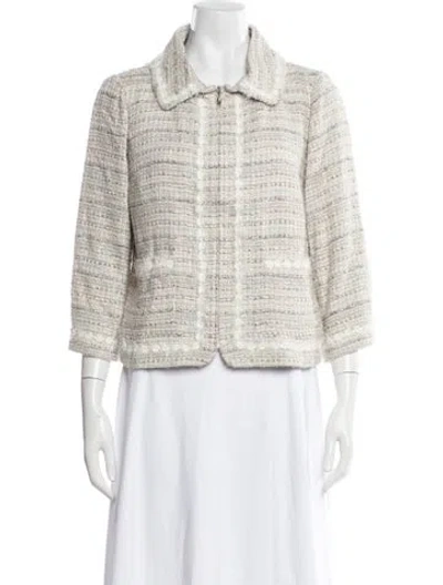 Pre-owned St. John Couture Tweed Pattern Blazer In Neutrals