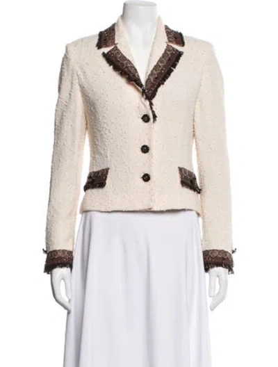 Pre-owned St. John Couture Tweed Pattern Blazer In Neutrals