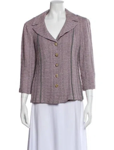 Pre-owned St. John Couture Tweed Pattern Blazer In Pink