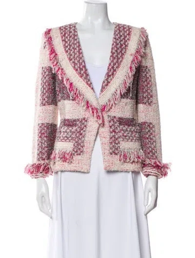Pre-owned St. John Couture Tweed Pattern Blazer In Pink