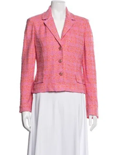 Pre-owned St. John Couture Tweed Pattern Blazer In Pink