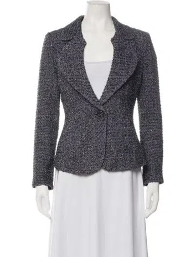 Pre-owned St. John Couture Tweed Pattern Blazer In Purple