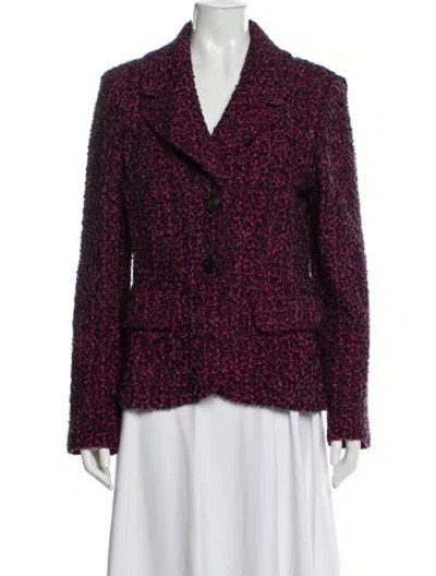 Pre-owned St. John Couture Tweed Pattern Blazer In Purple