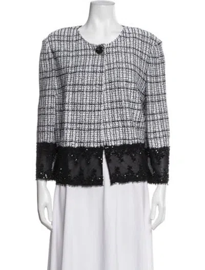 Pre-owned St. John Couture Tweed Pattern Blazer W/ Tags In White
