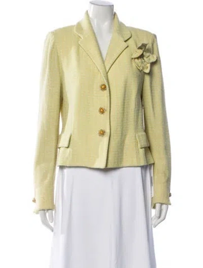 Pre-owned St. John Couture Tweed Pattern Blazer In Yellow