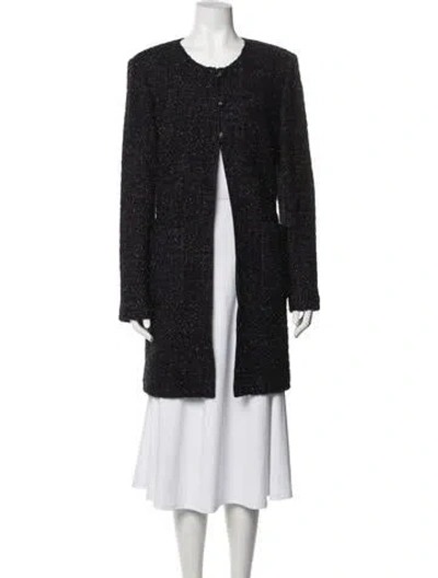 Pre-owned St. John Couture Tweed Pattern Coat In Purple