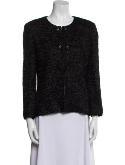 Pre-owned St. John Couture Tweed Pattern Evening Jacket In Black