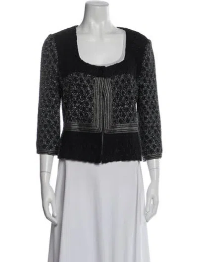 Pre-owned St. John Couture Tweed Pattern Evening Jacket In Black