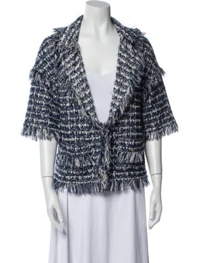 Pre-owned St. John Couture Tweed Pattern Evening Jacket In Blue