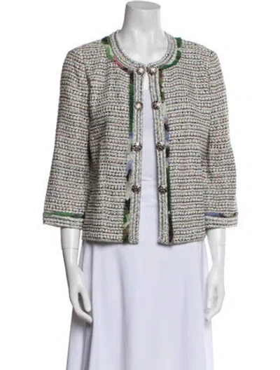 Pre-owned St. John Couture Tweed Pattern Evening Jacket In Blue