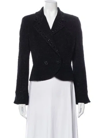 Pre-owned St. John Couture Tweed Pattern Evening Jacket In Blue
