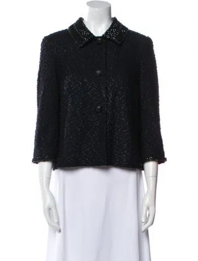 Pre-owned St. John Couture Tweed Pattern Evening Jacket In Green