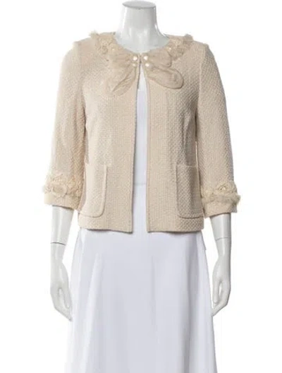 Pre-owned St. John Couture Tweed Pattern Evening Jacket In Neutral