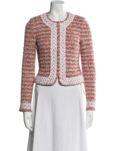 Pre-owned St. John Couture Tweed Pattern Evening Jacket In Red