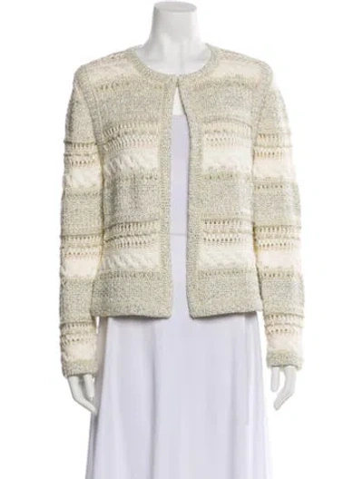 Pre-owned St. John Couture Tweed Pattern Evening Jacket In Silver