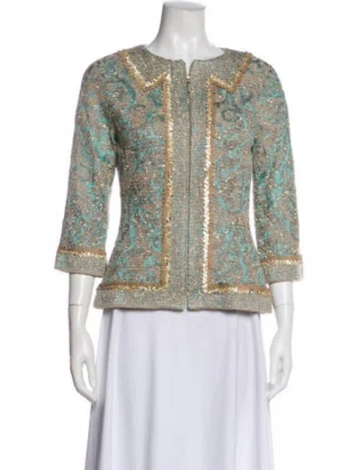 Pre-owned St. John Couture Tweed Pattern Evening Jacket W/ Tags In Neutral