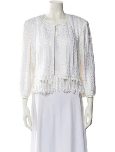 Pre-owned St. John Couture Tweed Pattern Evening Jacket W/ Tags In White