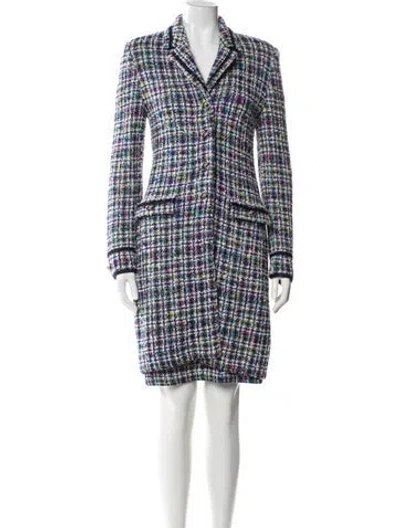 Pre-owned St. John Couture Tweed Pattern Glitter Accents Skirt Set In Black