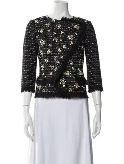 Pre-owned St. John Couture Tweed Pattern Jacket In Black