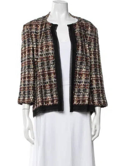 Pre-owned St. John Couture Tweed Pattern Jacket In Black