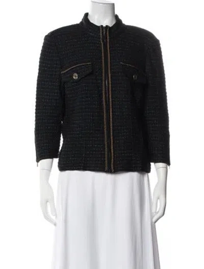 Pre-owned St. John Couture Tweed Pattern Jacket In Black